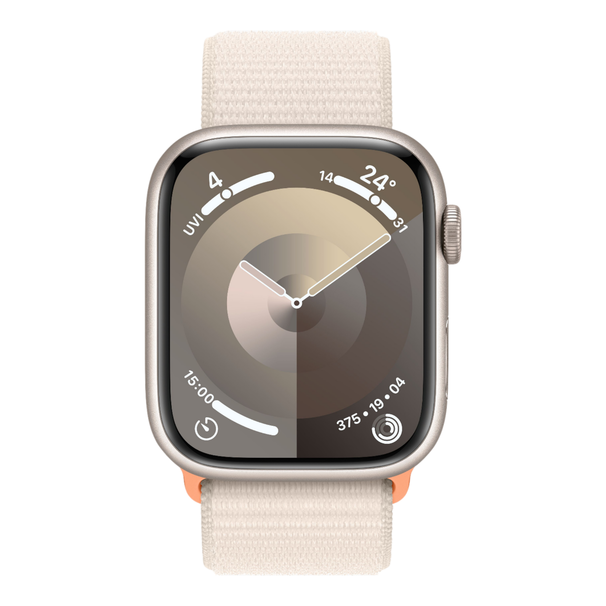 Apple Watch Series 9 GPS, 45mm Starlight Aluminum Case with Starlight Sport Loop - alAsil