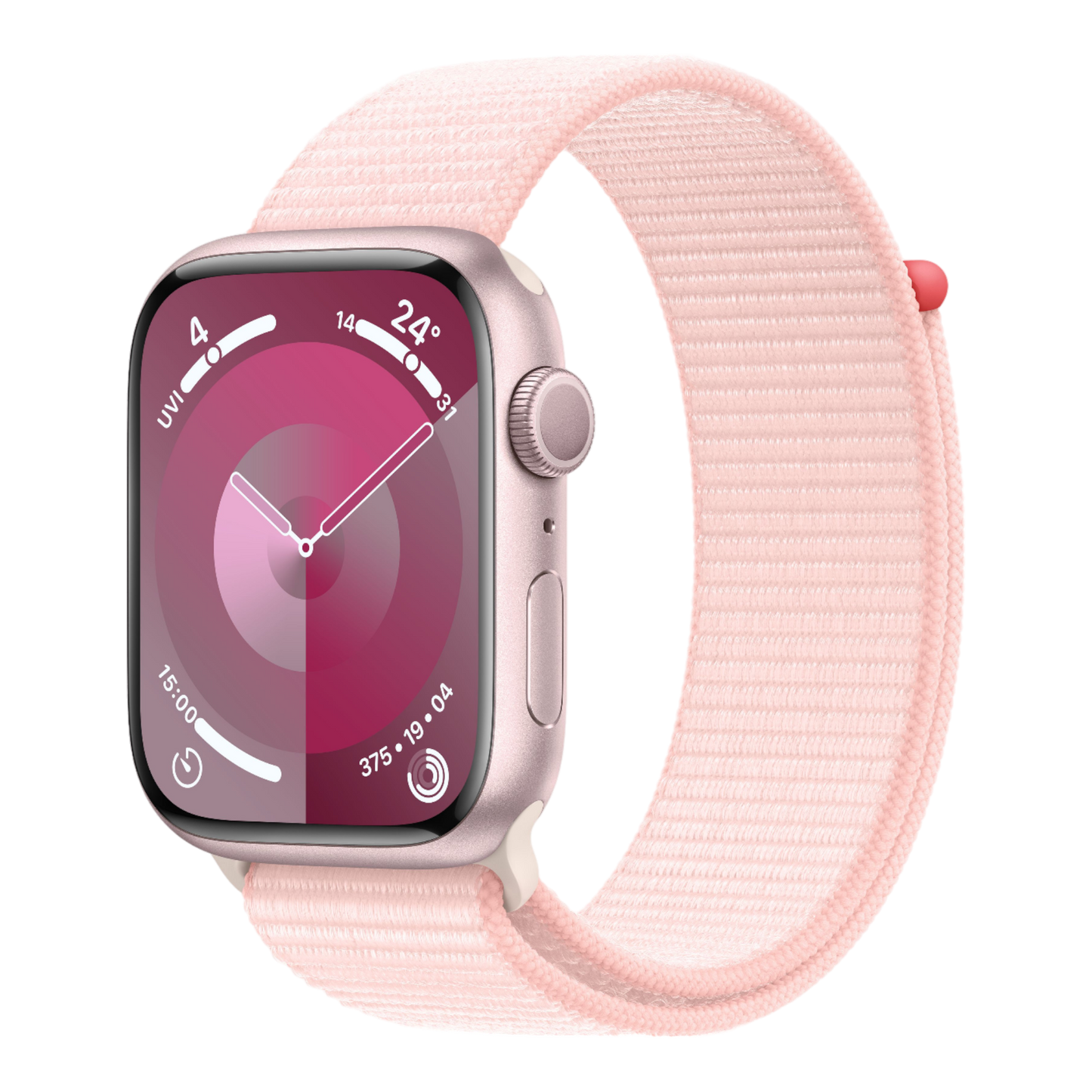 Apple Watch Series 9 GPS, 45mm Pink Aluminum Case with Light Pink Sport Loop - alAsil