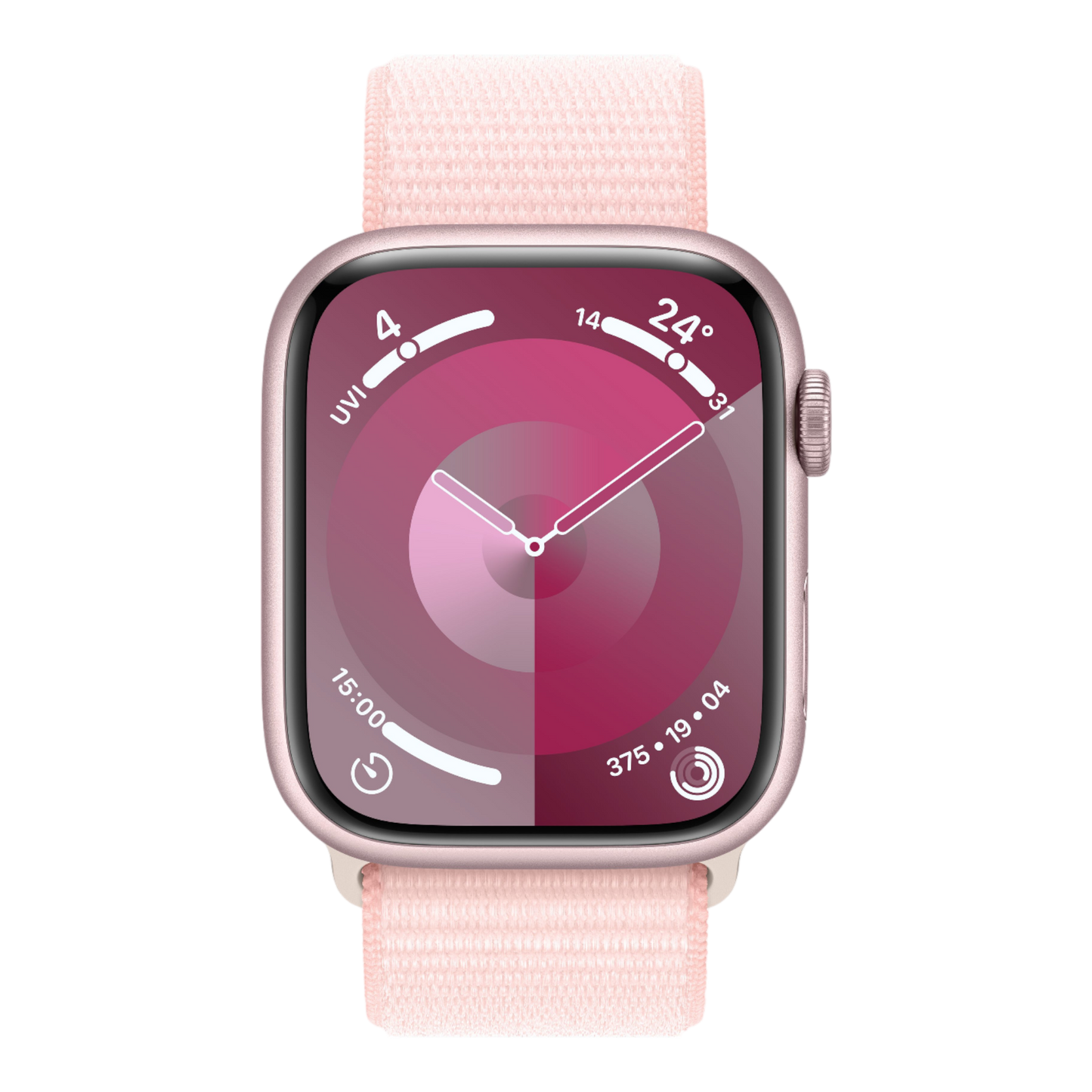 Apple Watch Series 9 GPS, 45mm Pink Aluminum Case with Light Pink Sport Loop - alAsil
