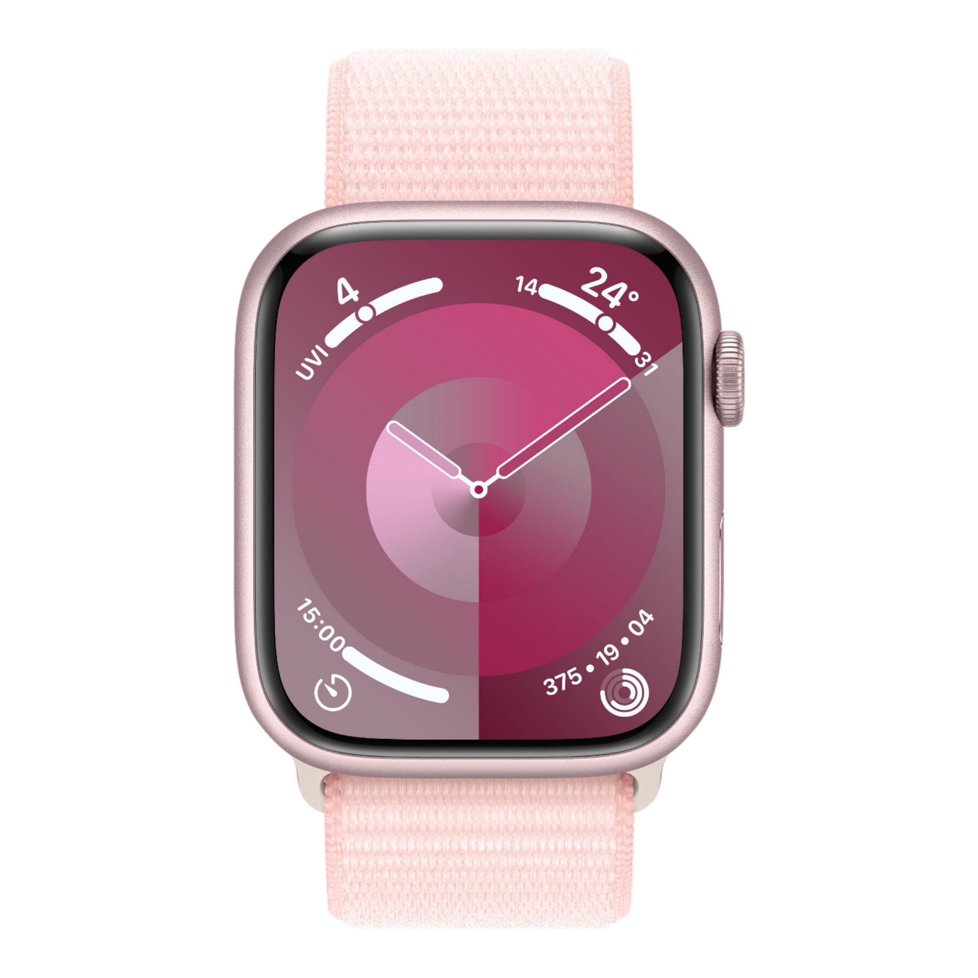 Apple Watch Series 9 GPS, 45mm Pink Aluminum Case with Light Pink Sport Loop - alAsil