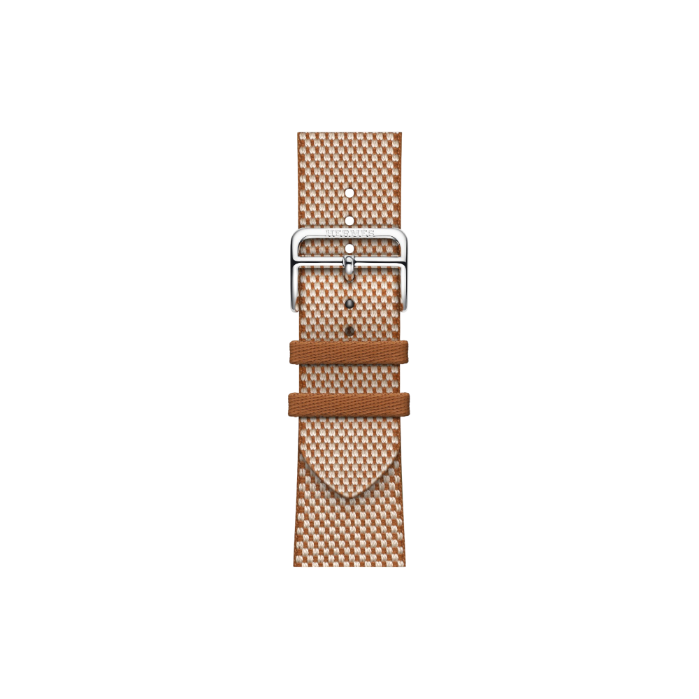 Apple Watch Hermès Series 10 GPS + Cellular, 42mm Silver Titanium Case with Gold/Écru Toile H Single Tour, Onesize