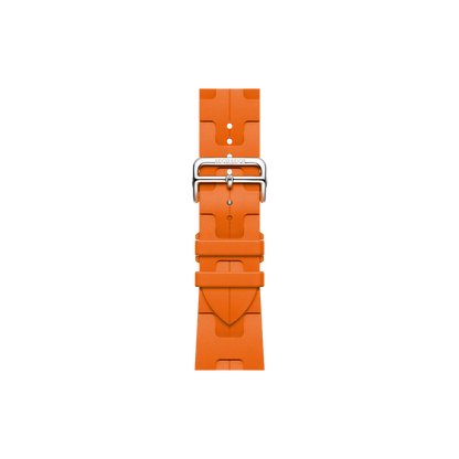 Apple Watch Hermès Series 10 GPS + Cellular, 46mm Silver Titanium Case with Orange Kilim Single Tour, Onesize