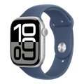 Apple Watch Series 10 GPS, 42mm Silver Aluminum Case with Denim Sport Band - S/M