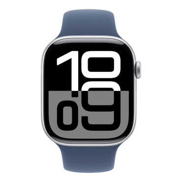 Apple Watch Series 10 GPS, 42mm Silver Aluminum Case with Denim Sport Band - M/L - alAsil