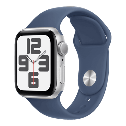 Apple Watch SE (2nd Gen) GPS 44mm Silver Aluminum Case with Storm DenimSport Band - S/M - alAsil