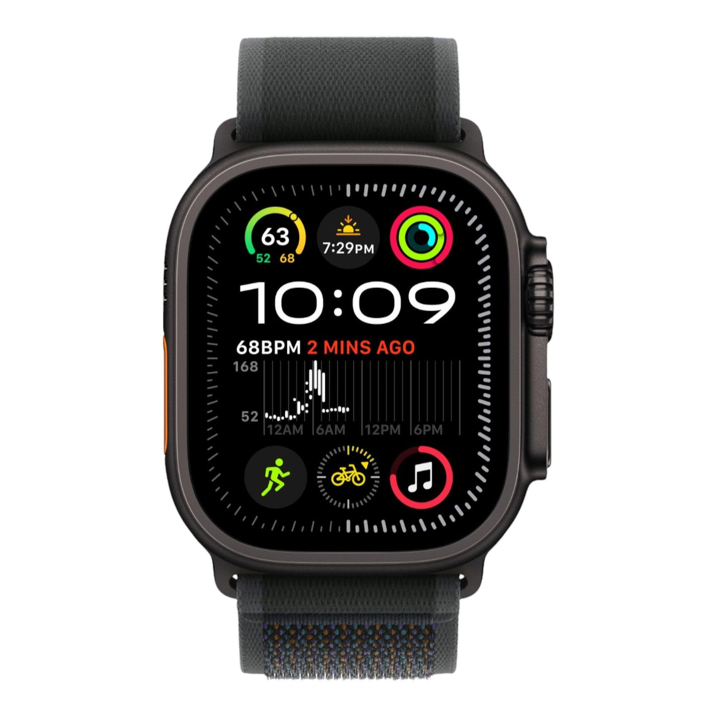 Apple Watch Ultra 2 GPS + Cellular, 49mm Black Titanium Case with Black Trail Loop - M/L - alAsil