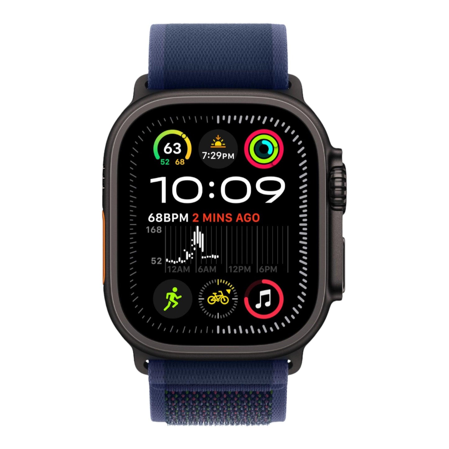 Apple Watch Ultra 2 GPS + Cellular, 49mm Black Titanium Case with Blue Trail Loop - M/L - alAsil