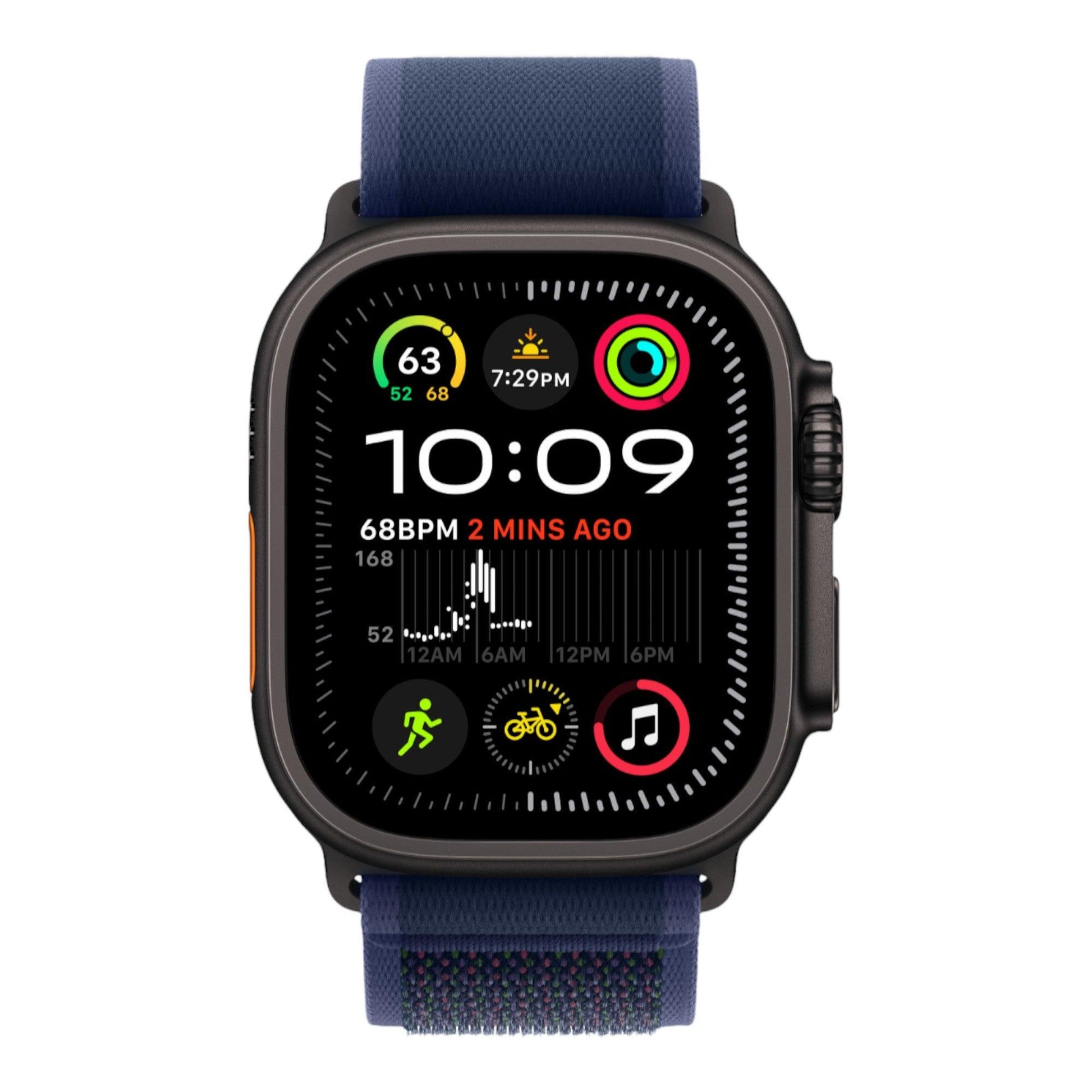 Apple Watch Ultra 2 GPS + Cellular, 49mm Black Titanium Case with Blue Trail Loop - M/L - alAsil