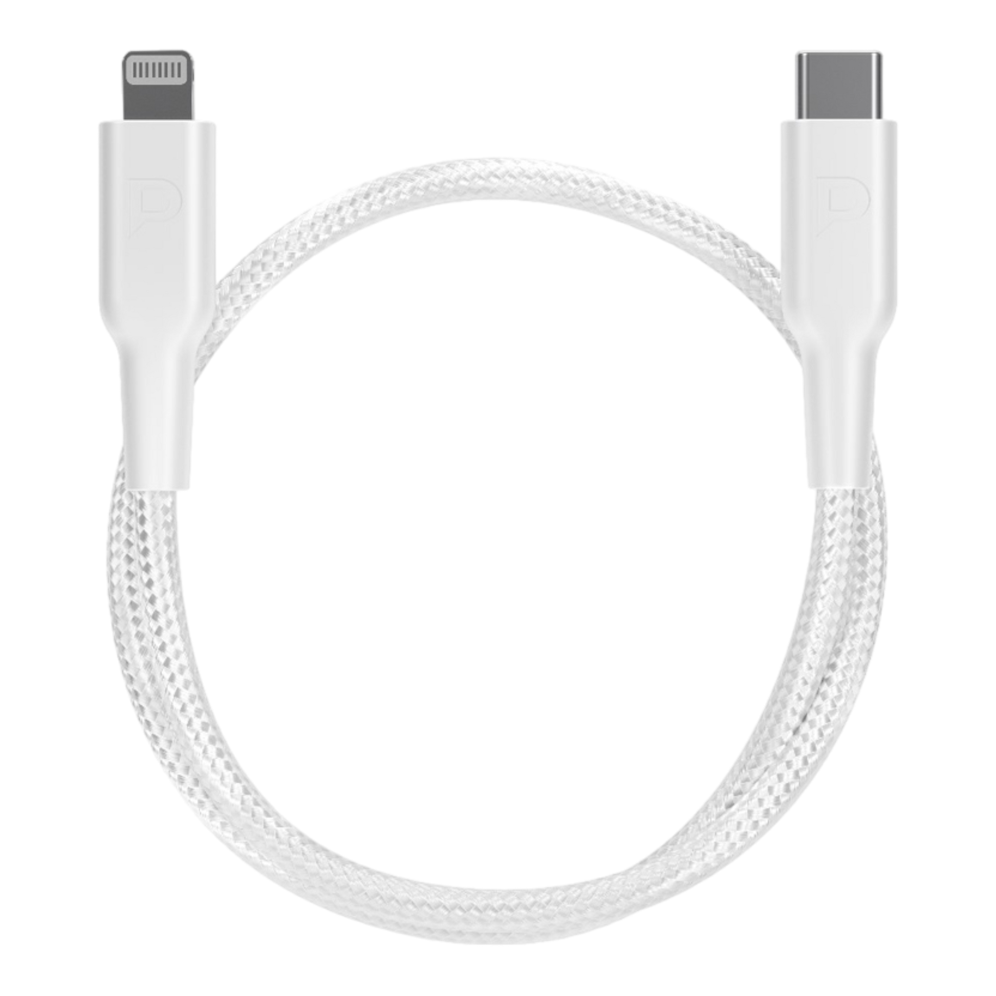 Powerology MFI Braided Type-C to Lightning Cable 30CM - White - alAsil