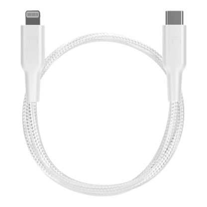 Powerology MFI Braided Type-C to Lightning Cable 30CM - White - alAsil