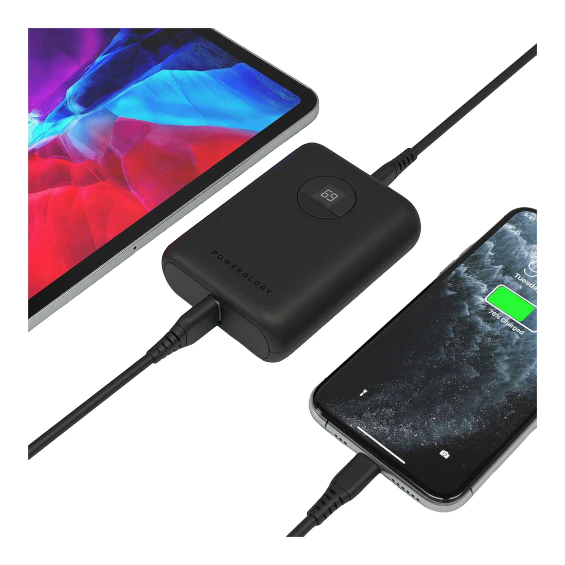 Powerology Ultra-Compact Power Bank 10000mAh PD 20W - Black - alAsil