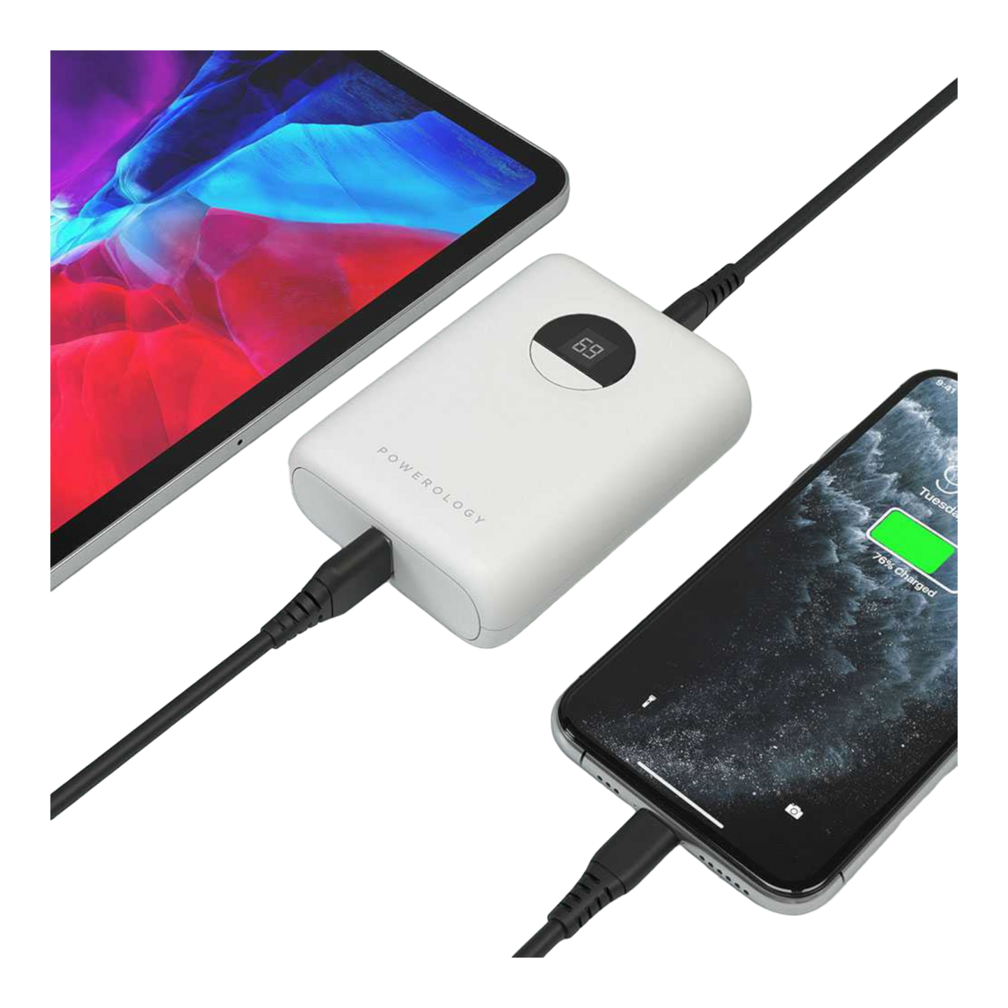 Powerology Ultra-Compact Power Bank 10000mAh PD 20W - White - alAsil