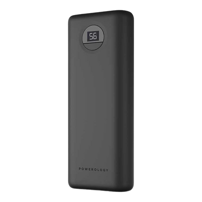 Powerology 20000mAh Compact Power Bank 30W PD & QC3.0 USB-A and USB-C Power Bank Black - alAsil
