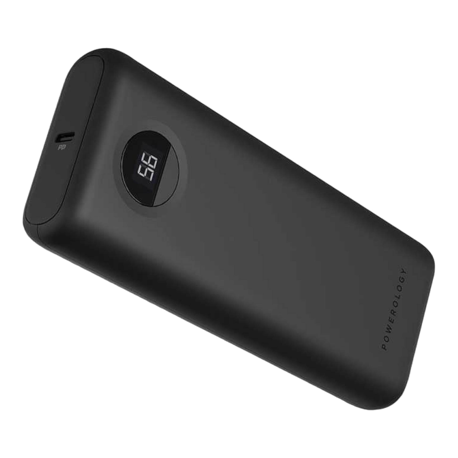 Powerology 20000mAh Compact Power Bank 30W PD & QC3.0 USB-A and USB-C Power Bank Black - alAsil