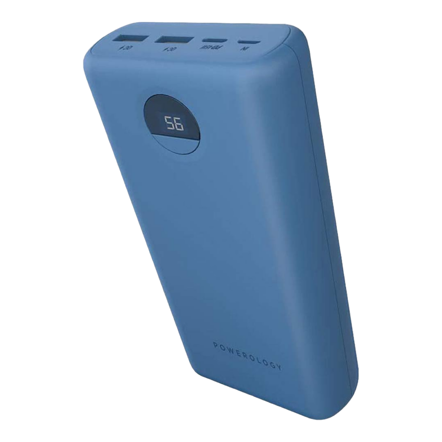 Powerology 20000mAh Compact Power Bank 30W PD & QC3.0 USB-A and USB-C Power Bank Blue - alAsil