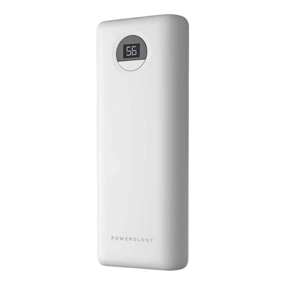 Powerology 20000mAh Compact Power Bank 30W PD & QC3.0 USB-A and USB-C Power Bank White - alAsil