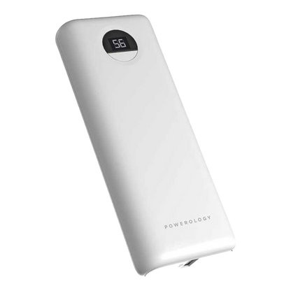 Powerology 20000mAh Compact Power Bank 30W PD & QC3.0 USB-A and USB-C Power Bank White - alAsil