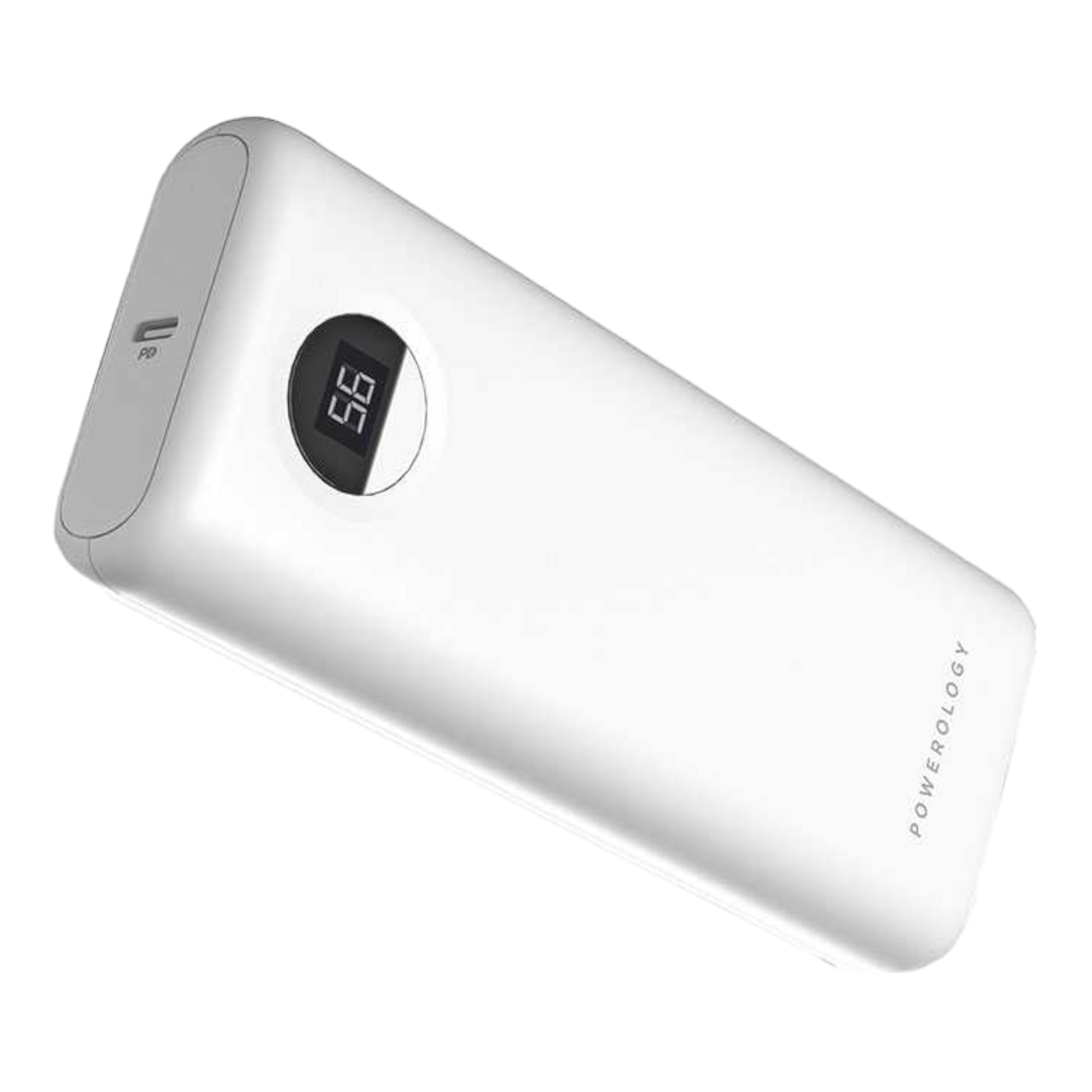 Powerology 20000mAh Compact Power Bank 30W PD & QC3.0 USB-A and USB-C Power Bank White - alAsil