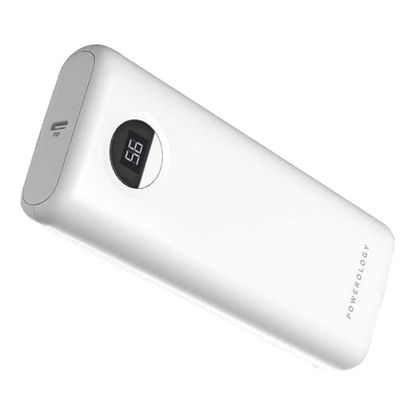 Powerology 20000mAh Compact Power Bank 30W PD & QC3.0 USB-A and USB-C Power Bank White - alAsil