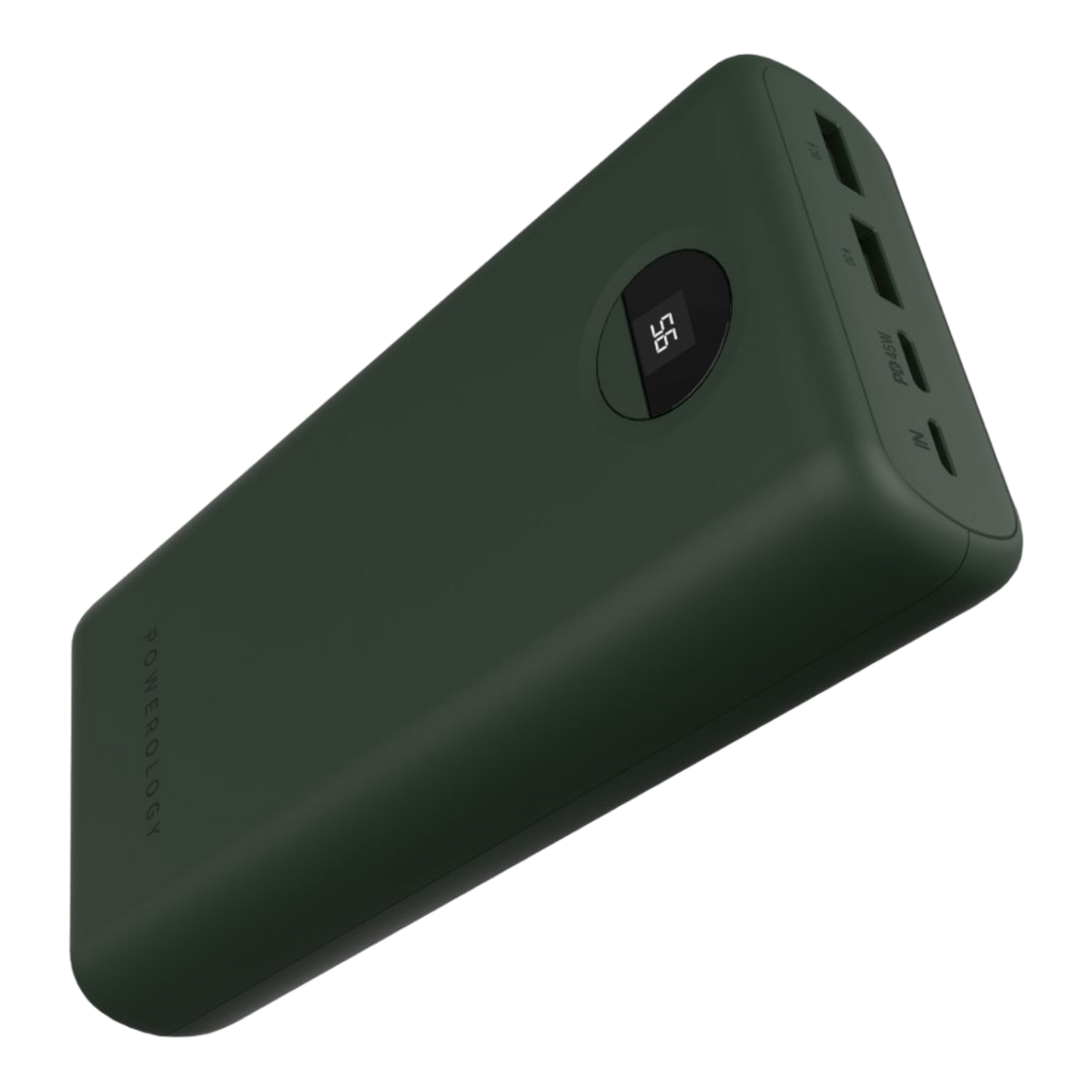 Powerology Quick Charge Power Bank 30000mAh PD 45W with Type-C to Type-C Cable Green - alAsil