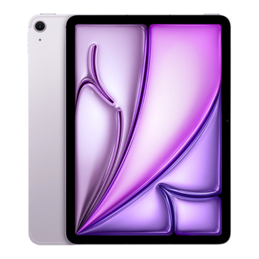 iPad Air with a purple front display featuring an abstract design.
