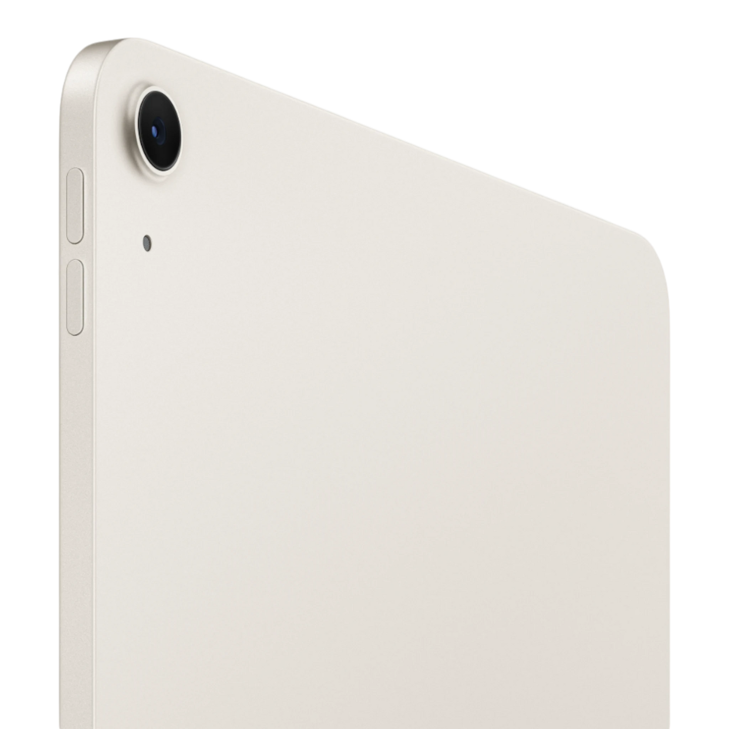 Back view of the starlight iPad Air Wi-Fi, showcasing the camera and sleek design.