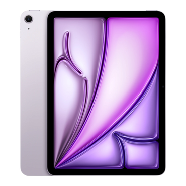 iPad Air Wi-Fi in front view featuring a sleek, purple display with smooth, flowing graphics.