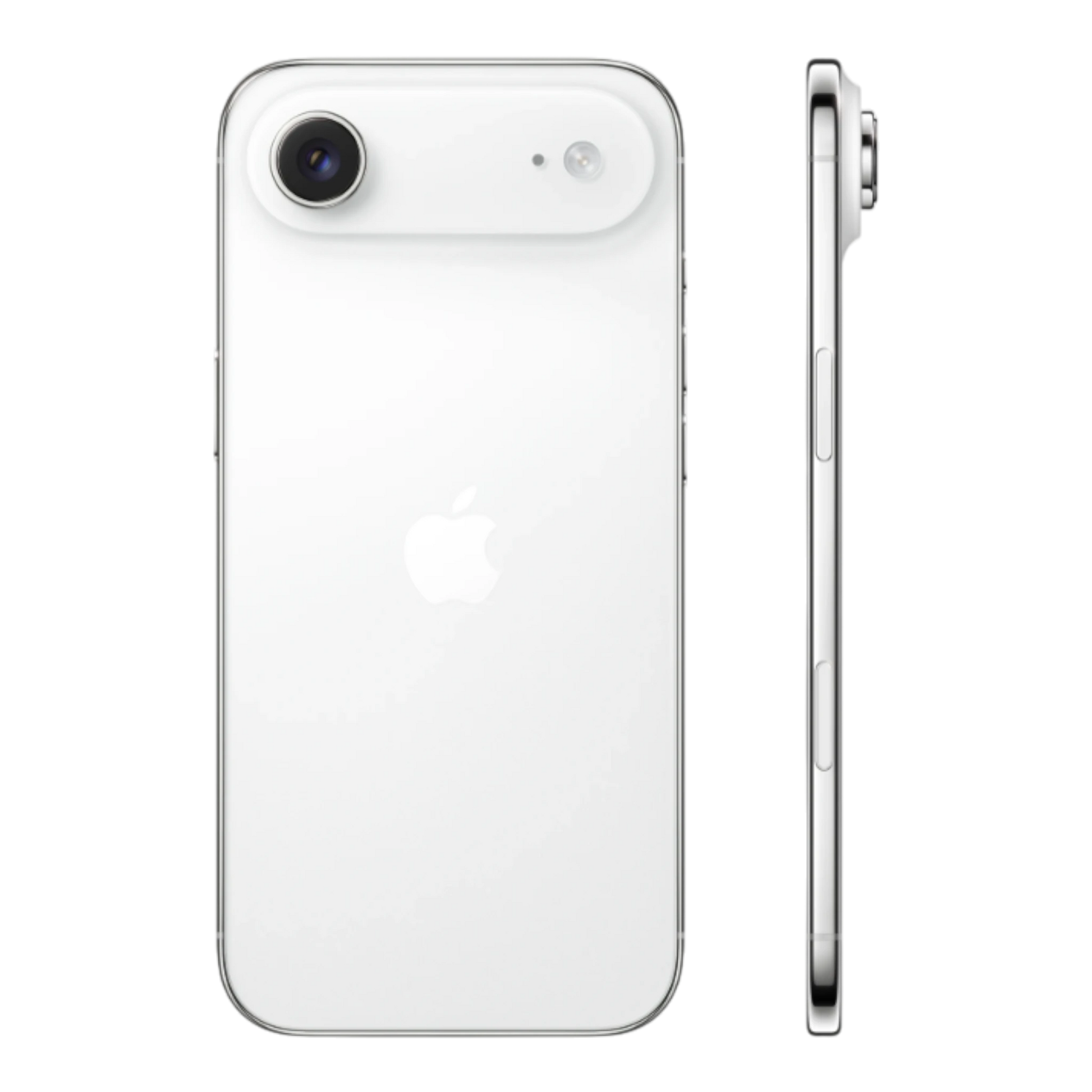 Back view of the white Apple iPhone Air showcasing its sleek design and camera features.