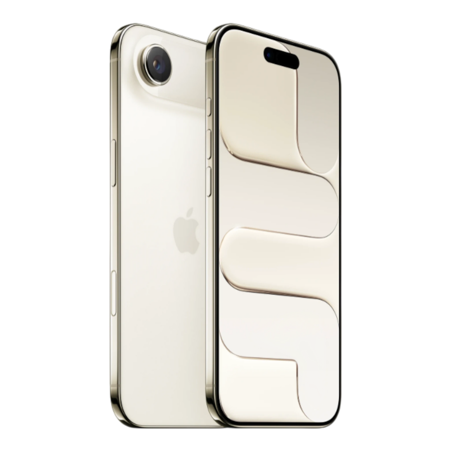 Apple iPhone Air in light gold color, showcasing the front and back designs with sleek curves and camera detail.