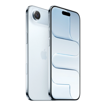 Apple iPhone with a sky blue back and front display, showcasing its sleek design and modern features.