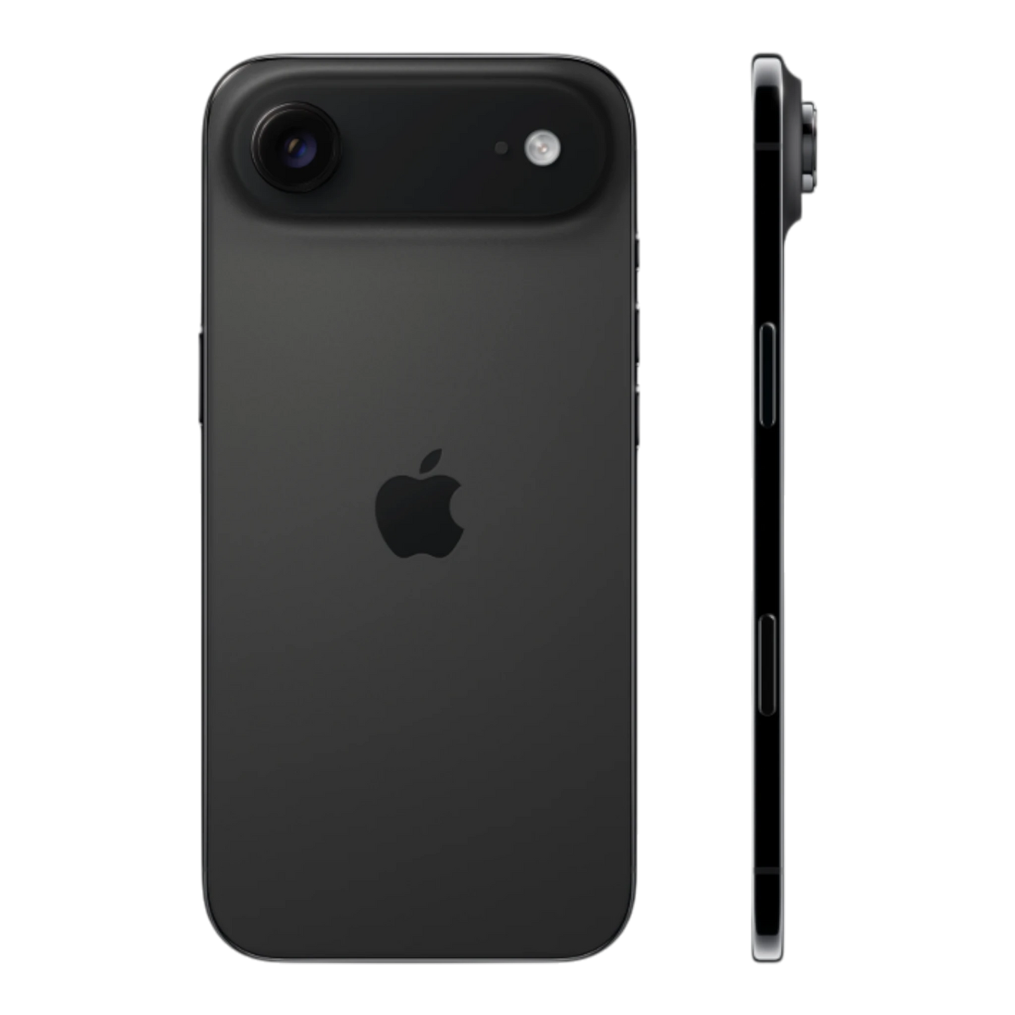 Apple iPhone in Space Black color, showcasing the back and side profile with the camera and logo visible.
