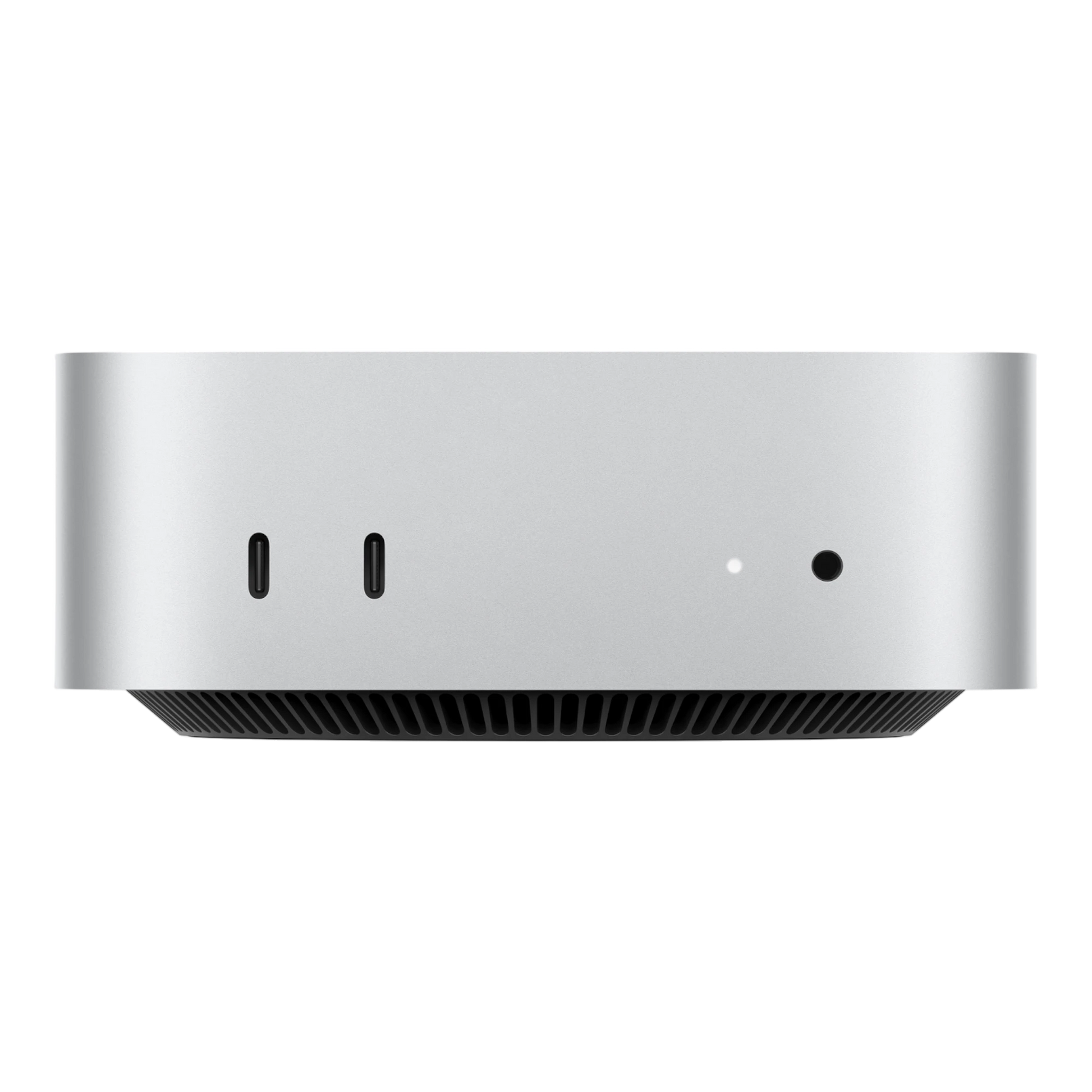 Apple Mac Mini 2024 front ports with dual USB-C and 3.5 mm headphone jack
