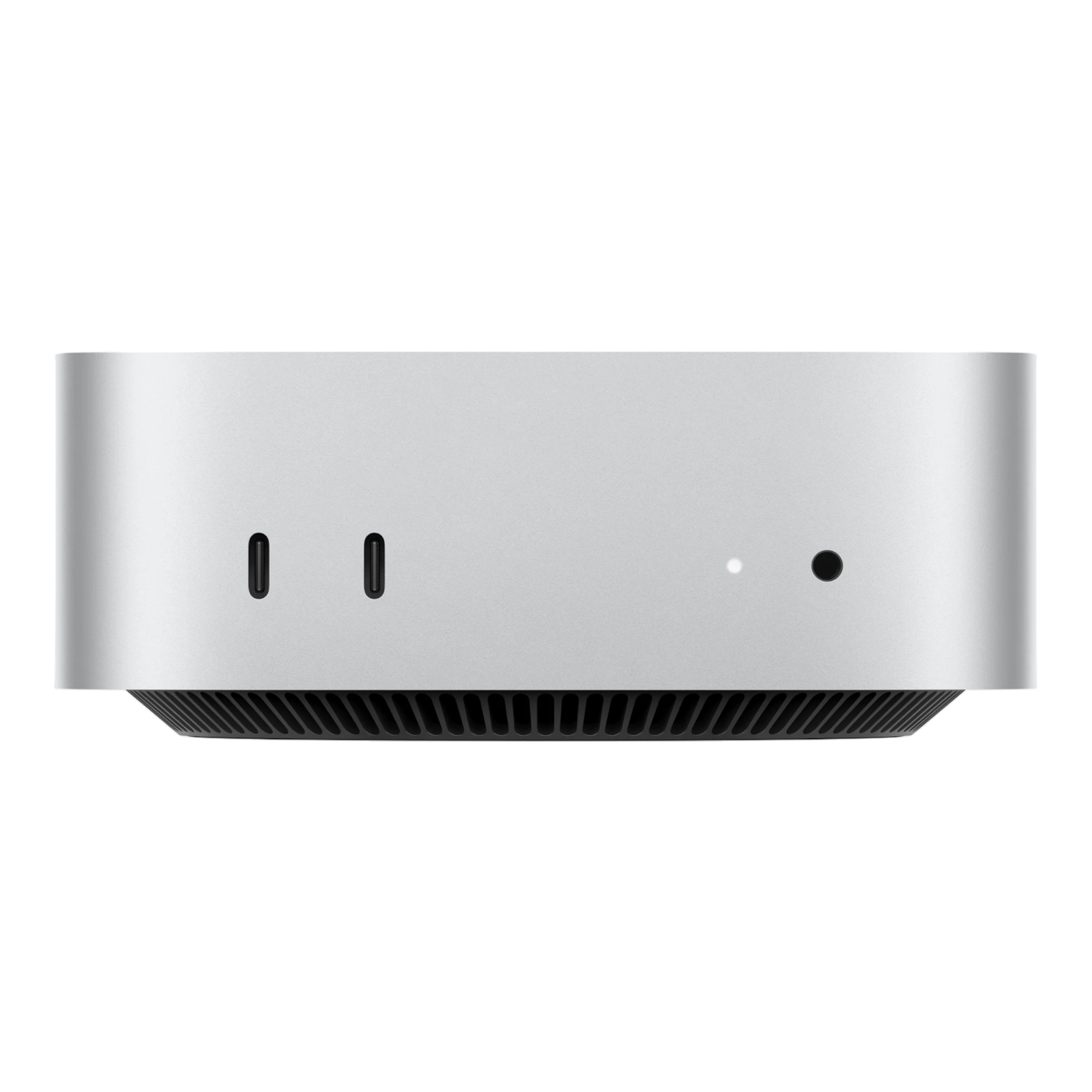 Apple Mac Mini 2024 front ports with dual USB-C and 3.5 mm headphone jack