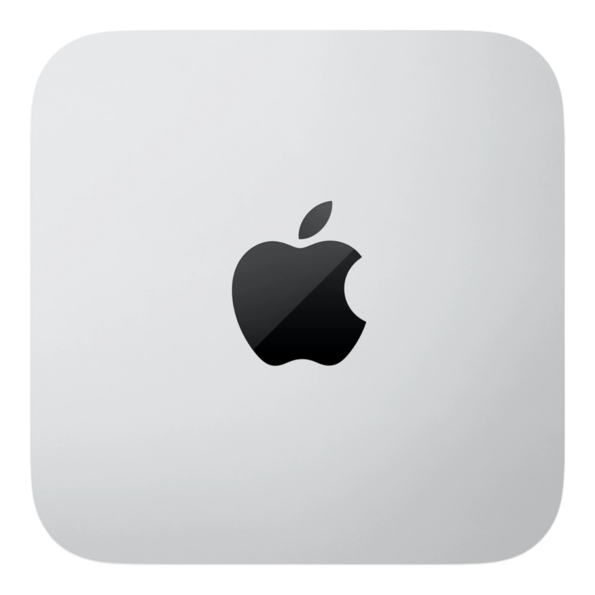 Top view of Apple Mac Studio M2 Ultra 2025 with Apple logo in silver finish