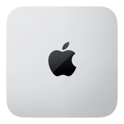 Top view of Apple Mac Studio M2 Ultra 2025 with Apple logo in silver finish