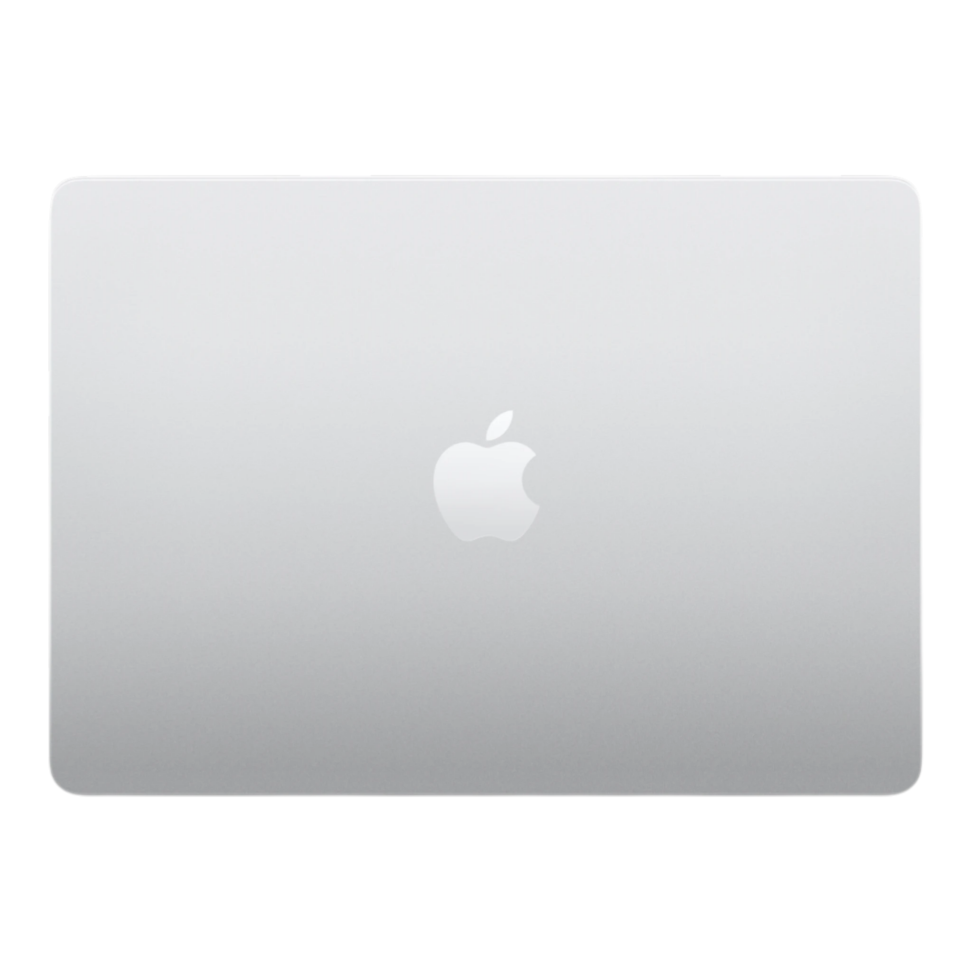 Apple MacBook Air 13-inch in silver with an illuminated Apple logo on the lid.
