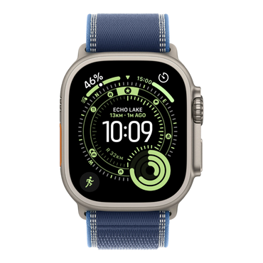 Apple Watch Ultra 3 GPS + Cellular, 49mm Natural Titanium Case with Blue/Bright Blue Trail Loop - S/M