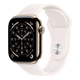 Apple Watch Series 11 GPS + Cellular, 42mm Gold Titanium Case with Light Blush Sport Band - S/M