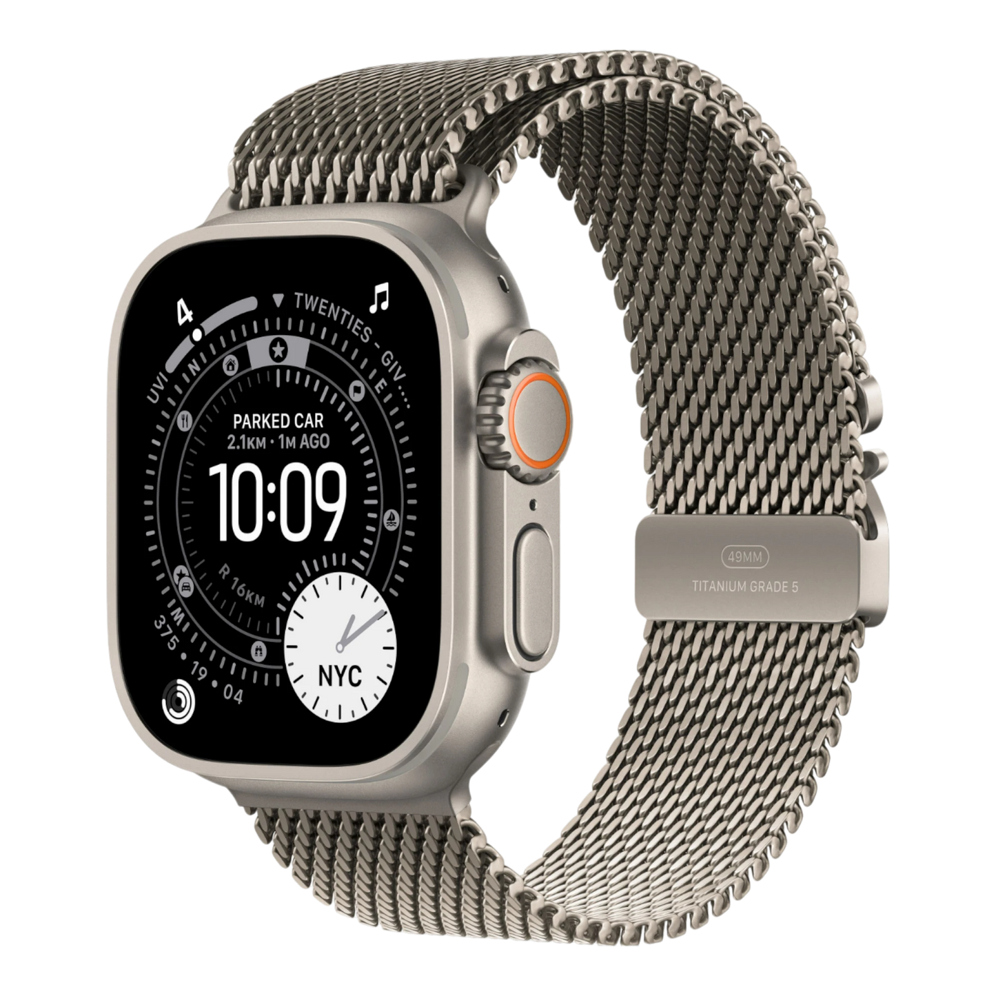 Apple Watch Ultra 3 GPS + Cellular, 49mm Natural Titanium Case with Natural Titanium Milanese Loop - Medium