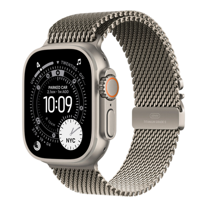 Apple Watch Ultra 3 GPS + Cellular, 49mm Natural Titanium Case with Natural Titanium Milanese Loop - Medium