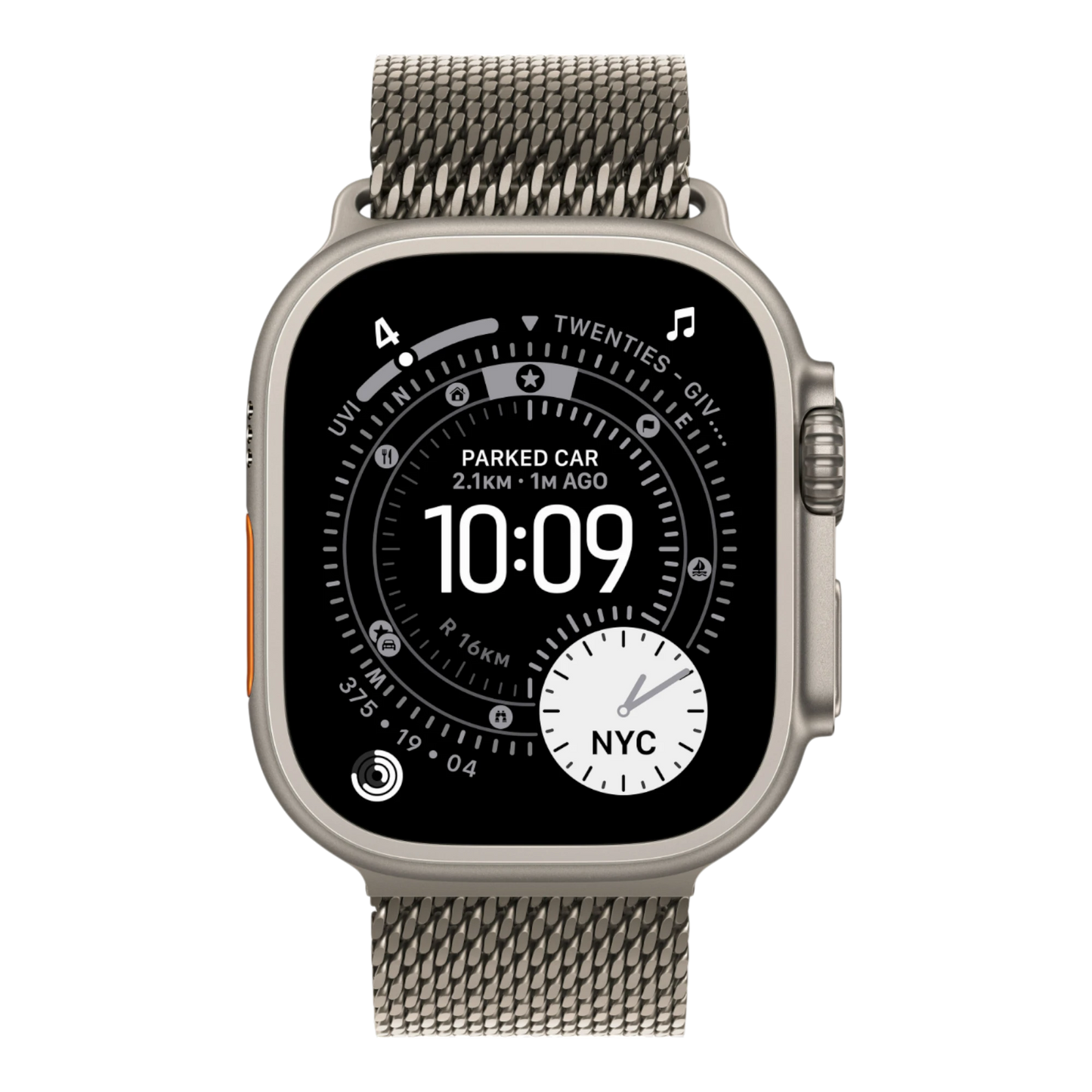 Apple Watch Ultra 3 GPS + Cellular, 49mm Natural Titanium Case with Natural Titanium Milanese Loop - Medium