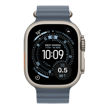 Apple Watch Ultra 3 GPS + Cellular, 49mm Natural Titanium Case with Anchor Blue Ocean Band