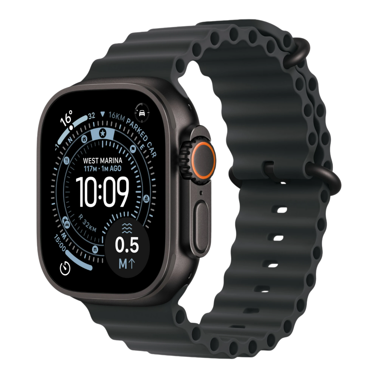 Apple Watch Ultra 3 GPS + Cellular, 49mm Black Titanium Case with Black Ocean Band