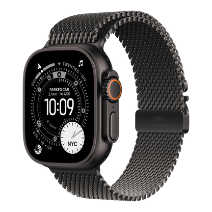 Apple Watch Ultra 3 GPS + Cellular, 49mm Black Titanium Case with Black Titanium Milanese Loop - Medium