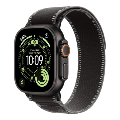 Apple Watch Ultra 3 GPS + Cellular, 49mm Black Titanium Case with Black/Charcoal Trail Loop - M/L