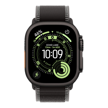 Apple Watch Ultra 3 GPS + Cellular, 49mm Black Titanium Case with Black/Charcoal Trail Loop - S/M